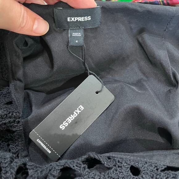 Express Crochet Midi Skirt Size 4 Black Boho Whimsygoth Sheer Overlay NWT - Picture 8 of 8